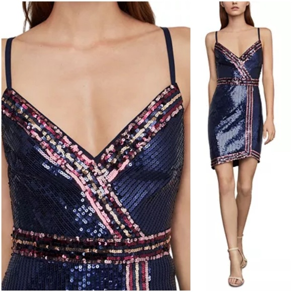 navy sequin cocktail dress
